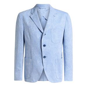 Etro Men Single-Breasted Striped Cotton Jacket With Floral Paisley Motif